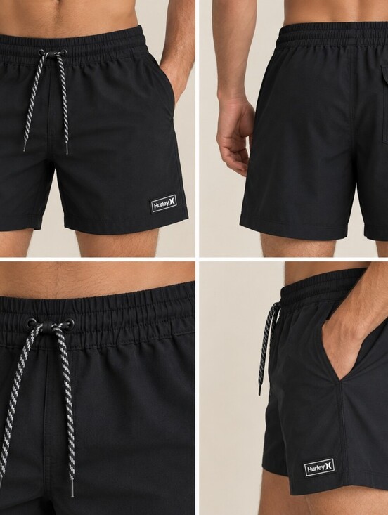 Hurley Other - Hurley Men Black Elastic Waist Hybrid Gyn & Swim Shorts Training